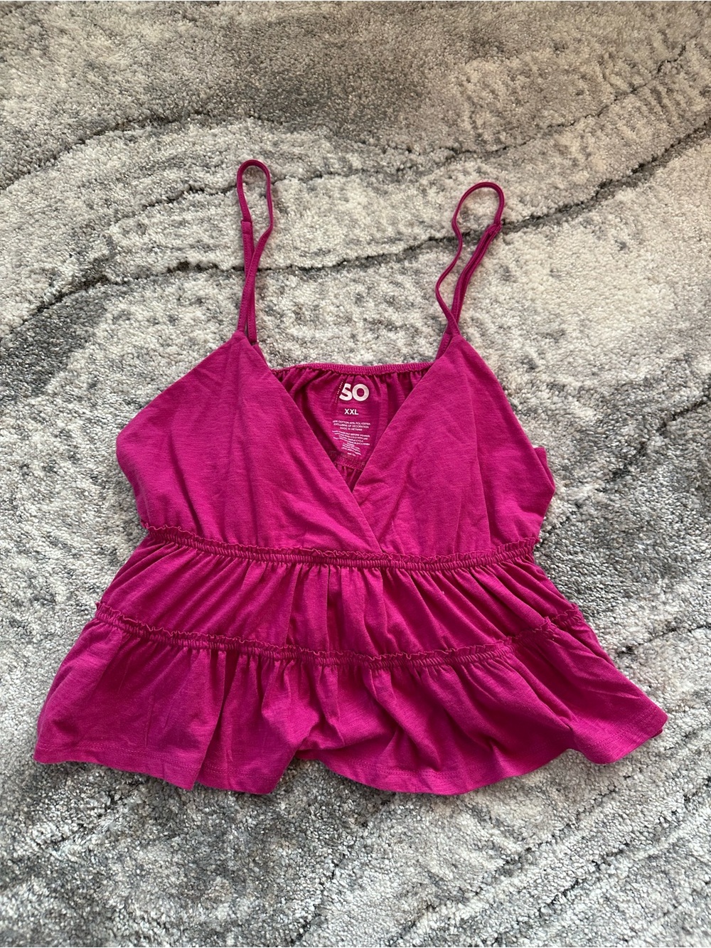 SO Magenta Pink Peplum Cami Tank Top